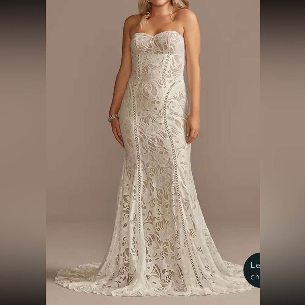 David's Bridal Strapless Lace Wedding Dress